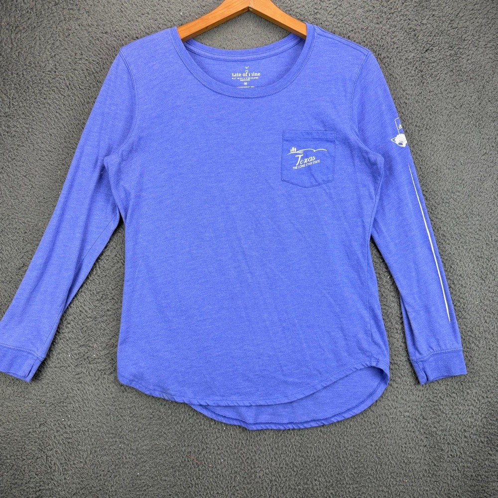 State of Mine Texas The Lone Star State Blue Long Sleeve Pocket T-Shirt Womens M